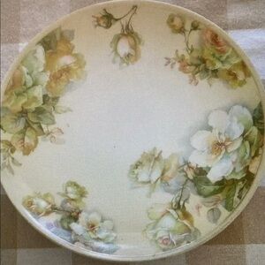 Hand painted porcelain gold rose plate Royal Austria signed Janns 9" wide